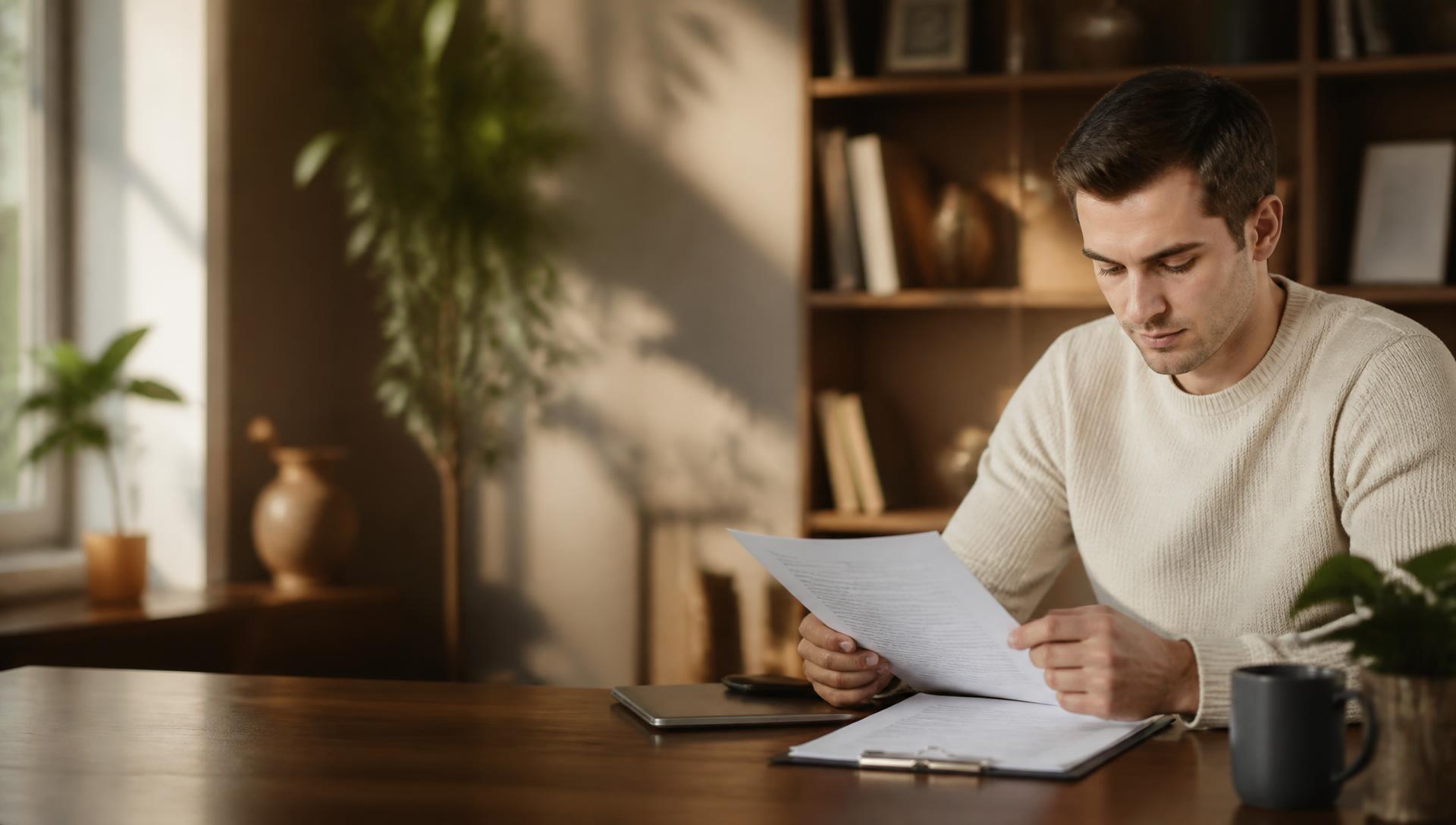 NextMove consultant reviewing a printed CV at a desk